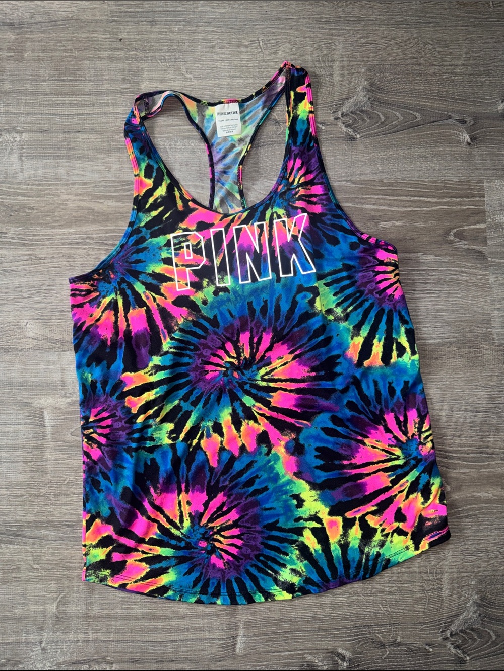 PINK Active Neon Tie Dye Tank Top